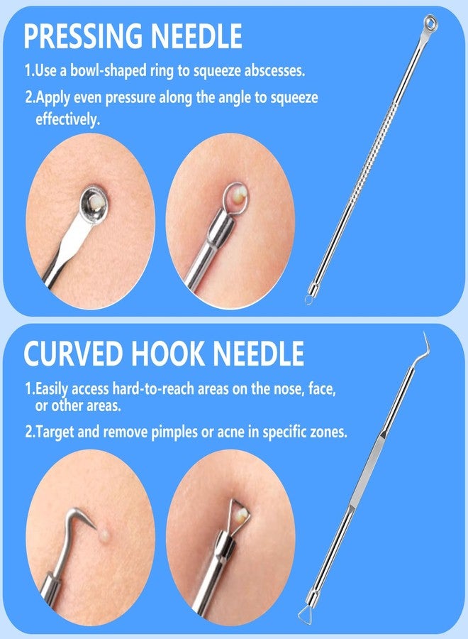 AskBed 5PCS Blackhead Remover Comedone Extractor Kit - Professional Stainless Steel Tools for Pimple, Acne, and Blemish Removal - Curved Tweezers Included - Image 3